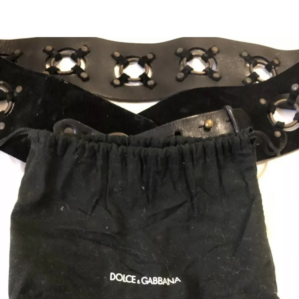🔥 DOLCE & GABBANA BLACK SUEDE‎ & LEATHER BELT D&G